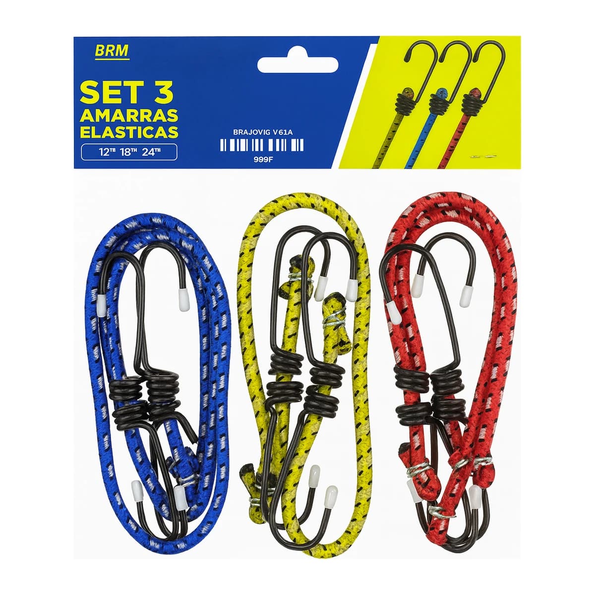 SET 3 AMARRAS ELÁSTICAS CON GANCHOS (12”-18”-24”) - vista principal